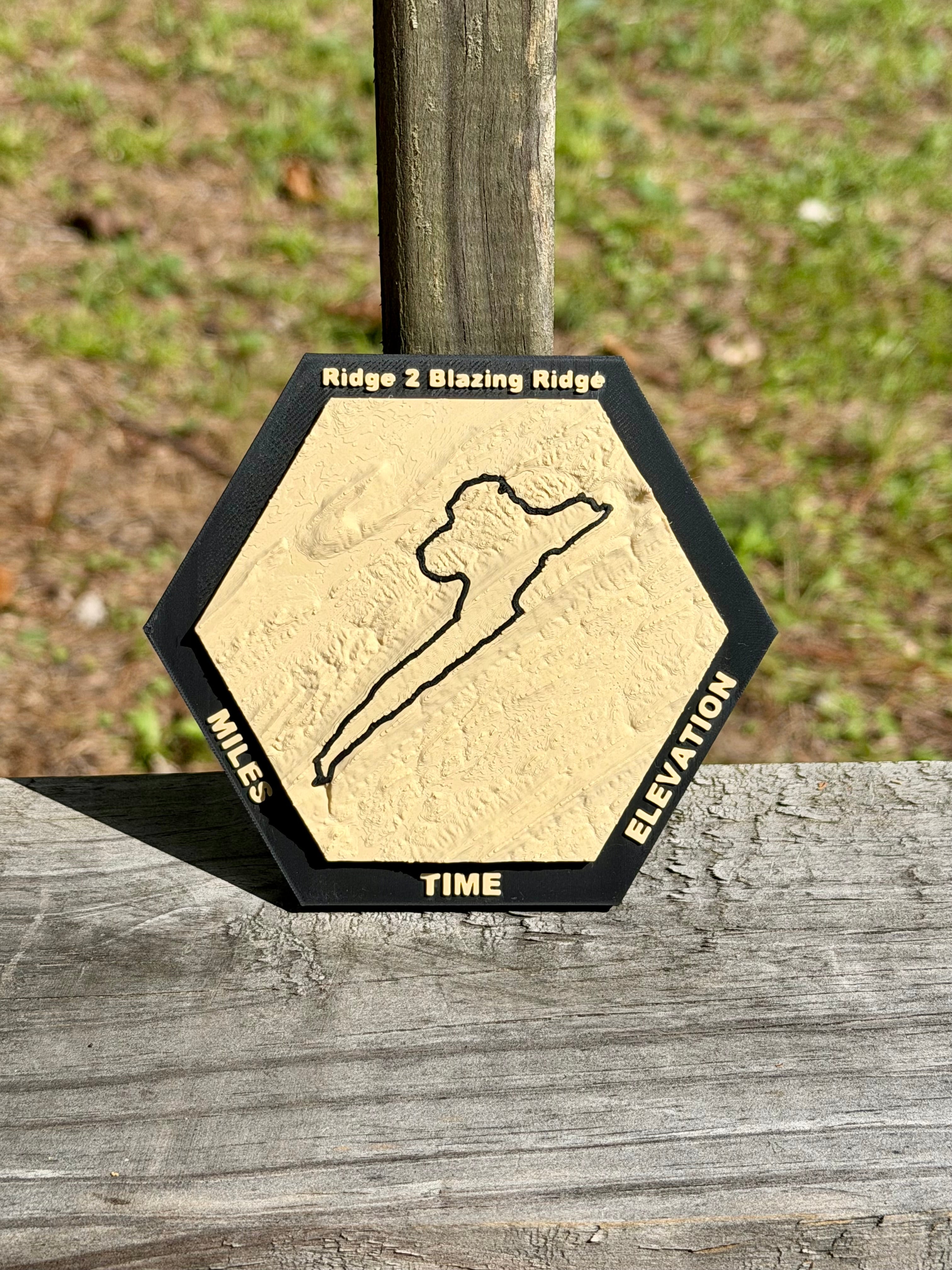 Side view showing raised terrain on a Ridge to Blazing Ridge 3D topo map