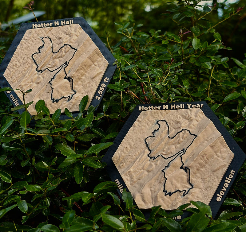 Hotter N Hell 3D-printed trail race topographic map