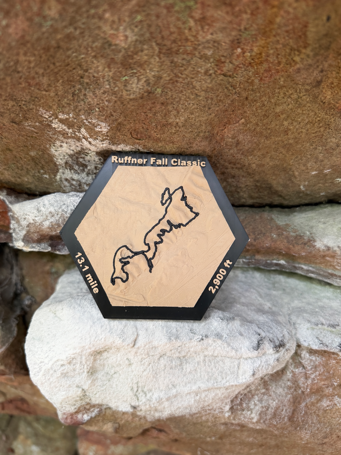 Ruffner Fall Classic 13.1-mile half marathon 3D topographic map with 2,900 feet of elevation