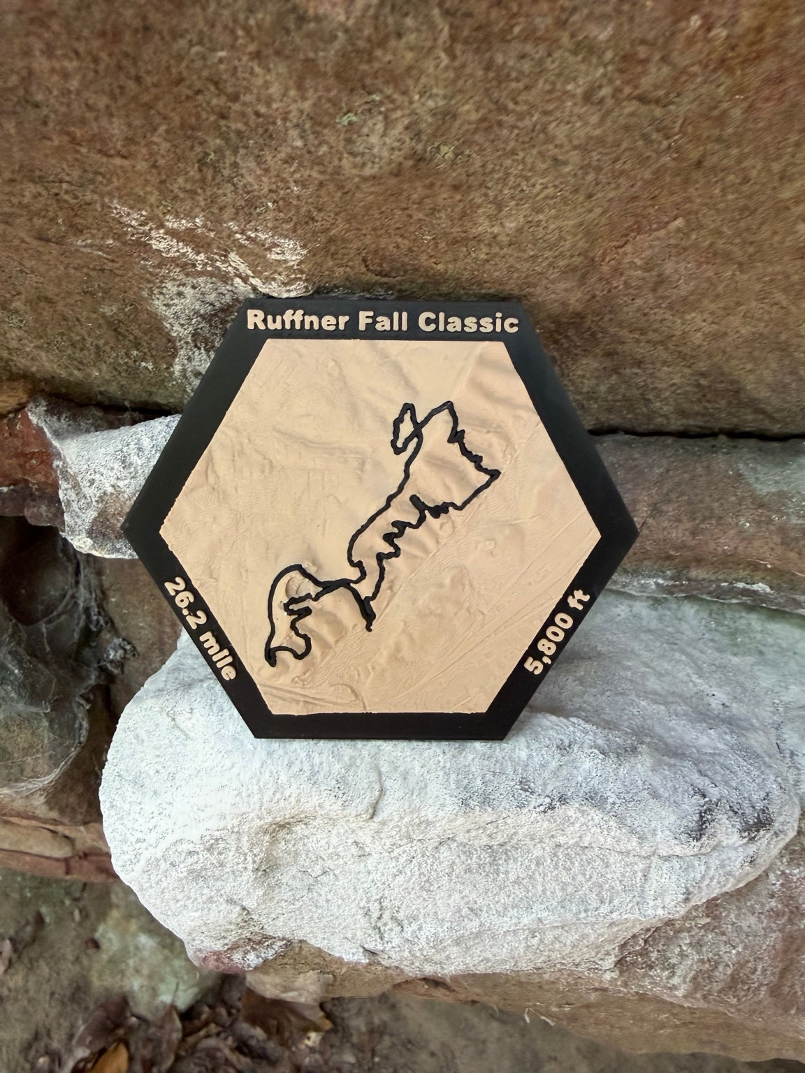 Ruffner Fall Classic 26.2-mile marathon 3D topographic map with 5,800 feet of elevation